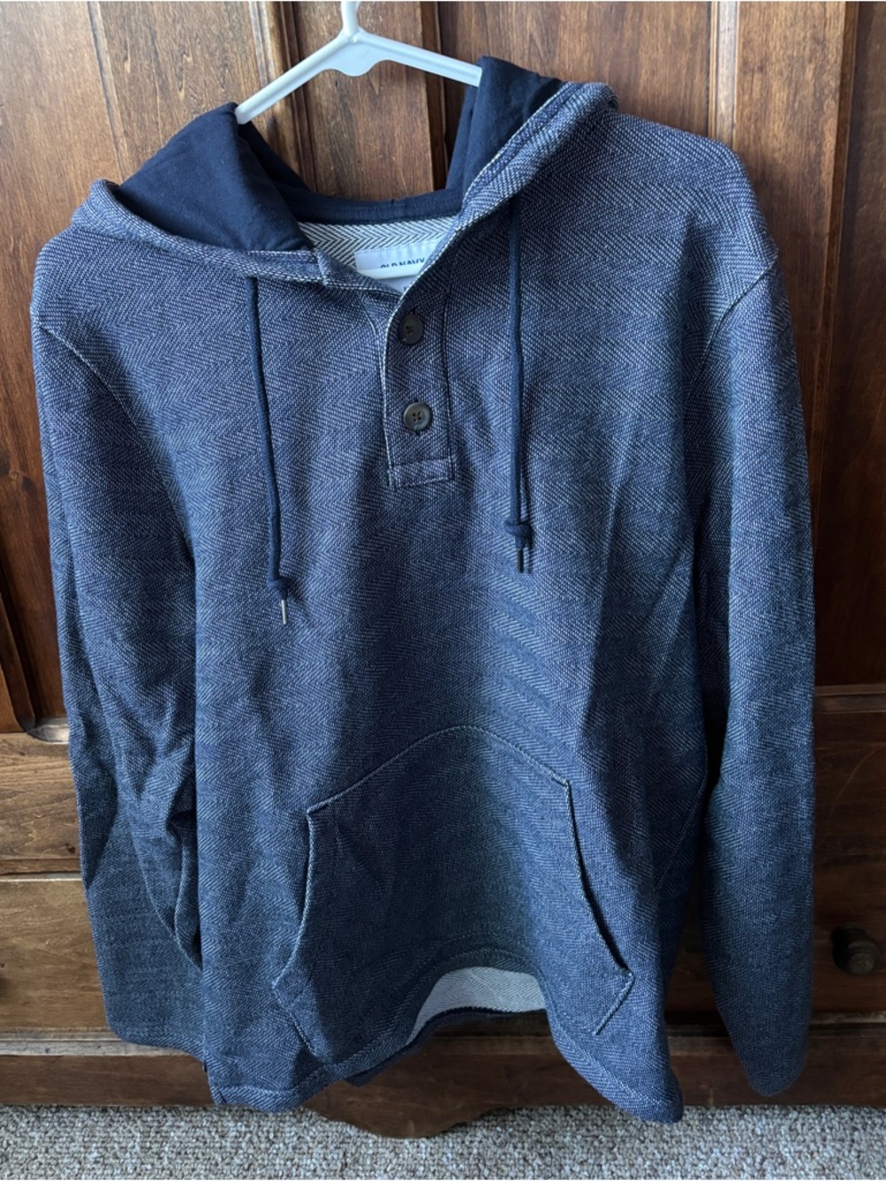 Old Navy Hooded Henley Pullover in Navy Blue